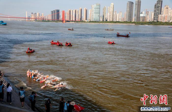 图为插足抢渡挑战赛女子选手劈波斩浪。中新社记者 张畅 摄